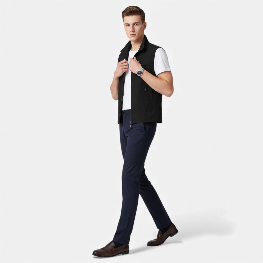 Clivou | Cardigan Homme Léger Sans Manches Zippé