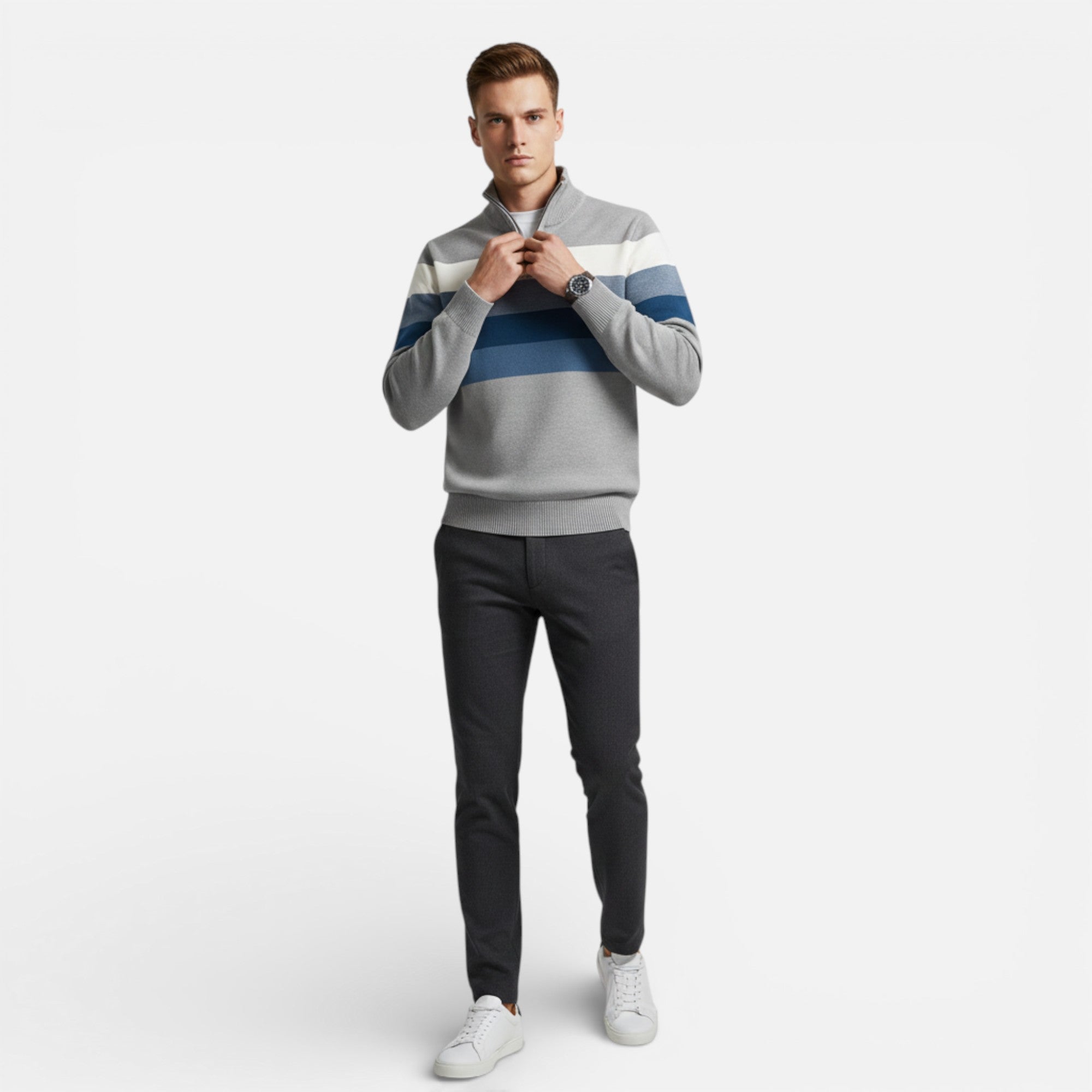 Clivou | Pull rayé Homme – Coton Riviera