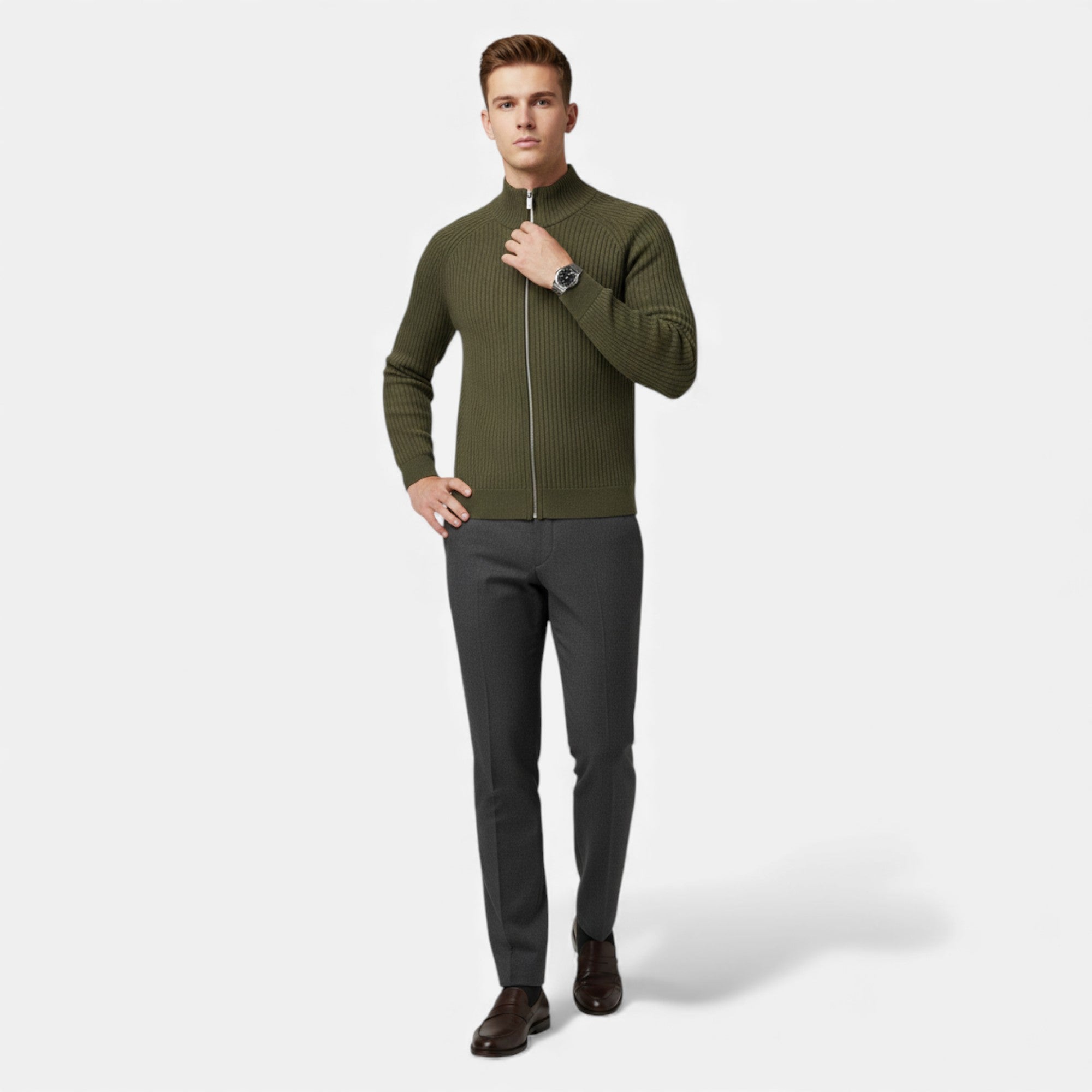 Clivou | Pull Homme en Laine Zippé