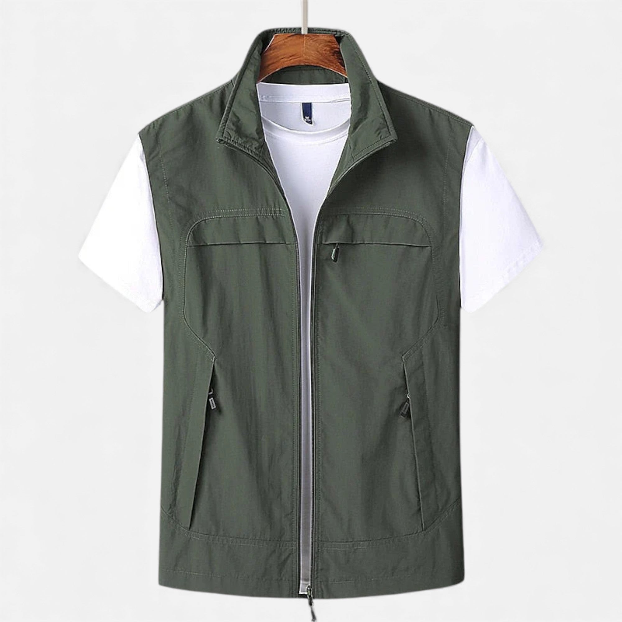 Clivou | Cardigan Homme Léger Sans Manches Zippé